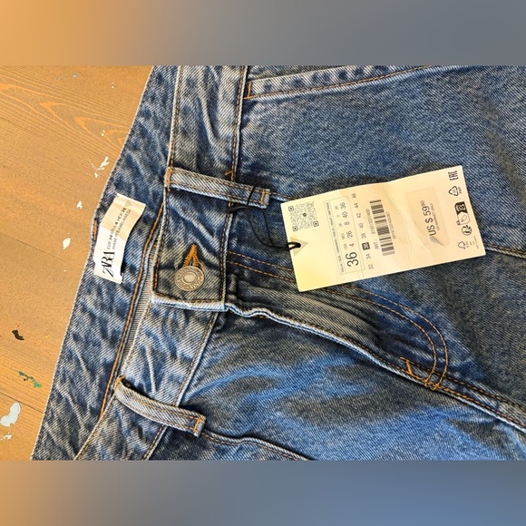 Zara Women's Cargo Flare Blue Jeans Size 4 - Picture 5 of 7